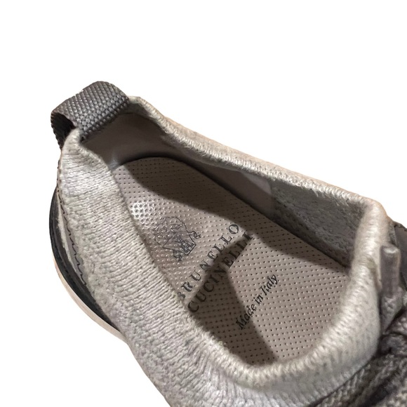 Brunello Cucinelli Mens Grey Cotton Knit Trainers - Picture 9 of 9